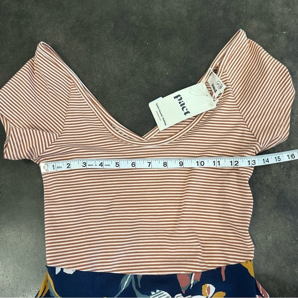 NWT Pact Organic Cotton Stripes & Floral Cross Back Mini Dress With Pockets - Picture 3 of 12